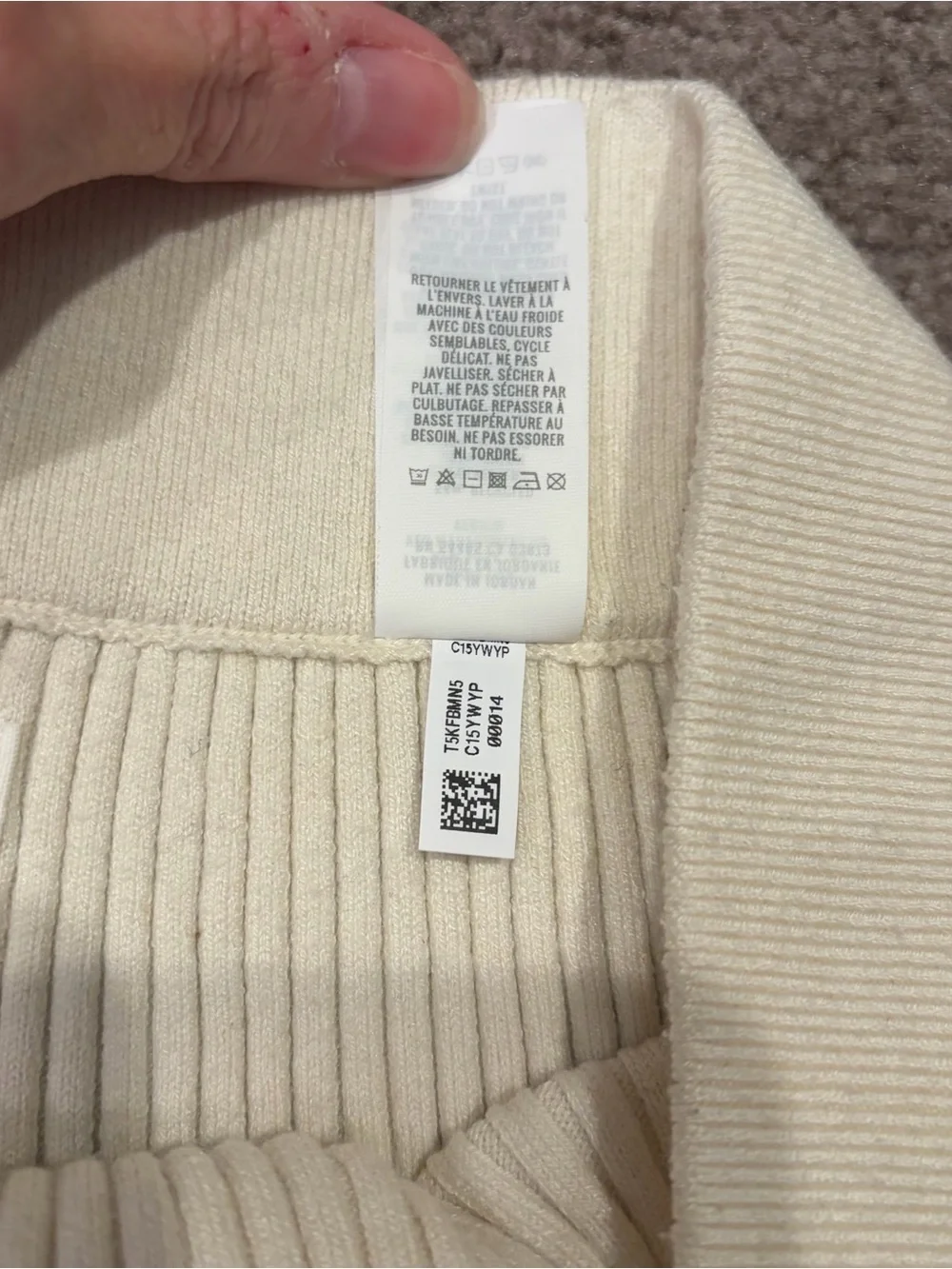 Aerie SzSm Cream Ribbed Wide-Leg Knit Pants